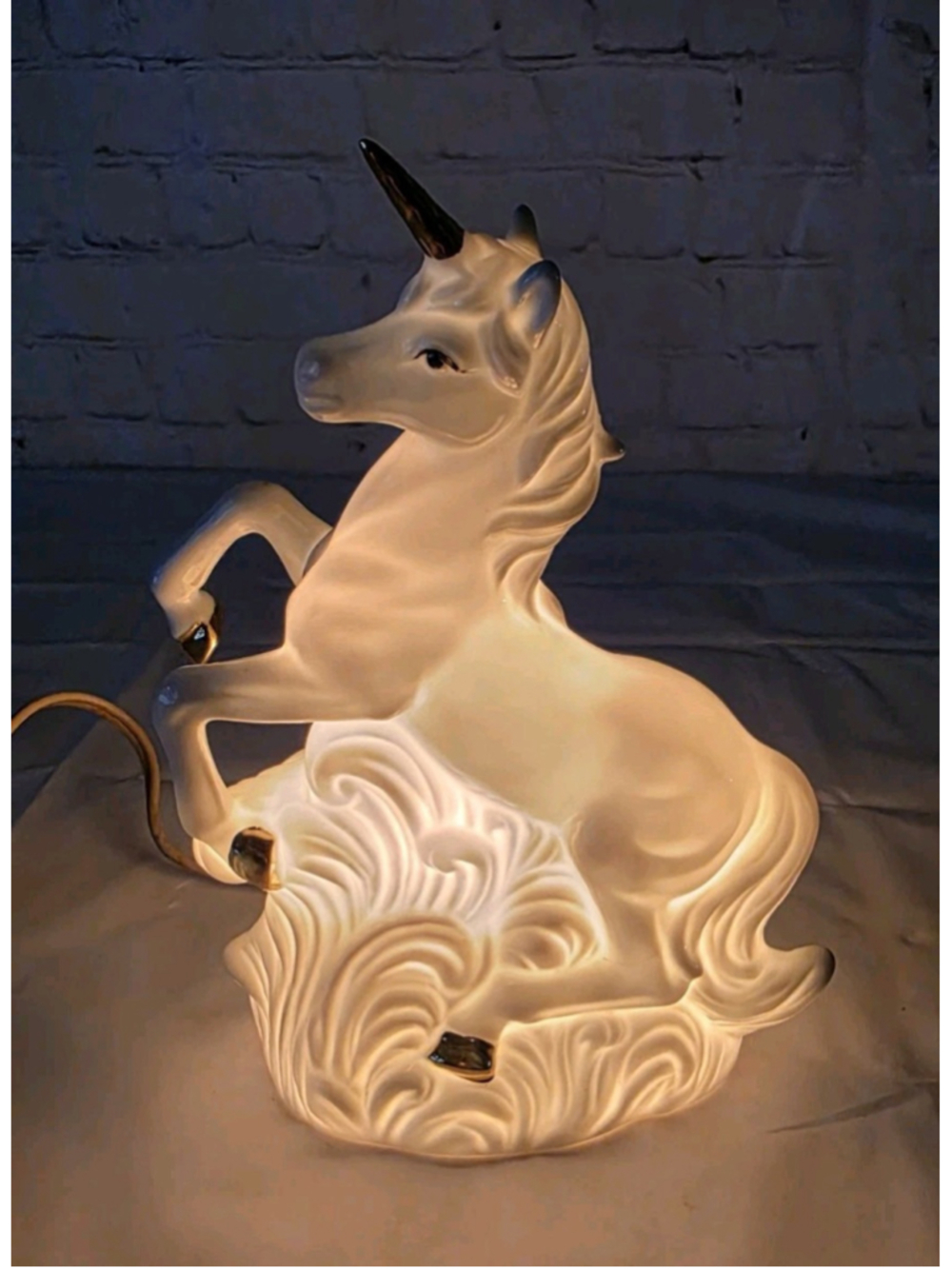 Vintage Porcelain Unicorn Gold Horn Lamp Price Products 8"